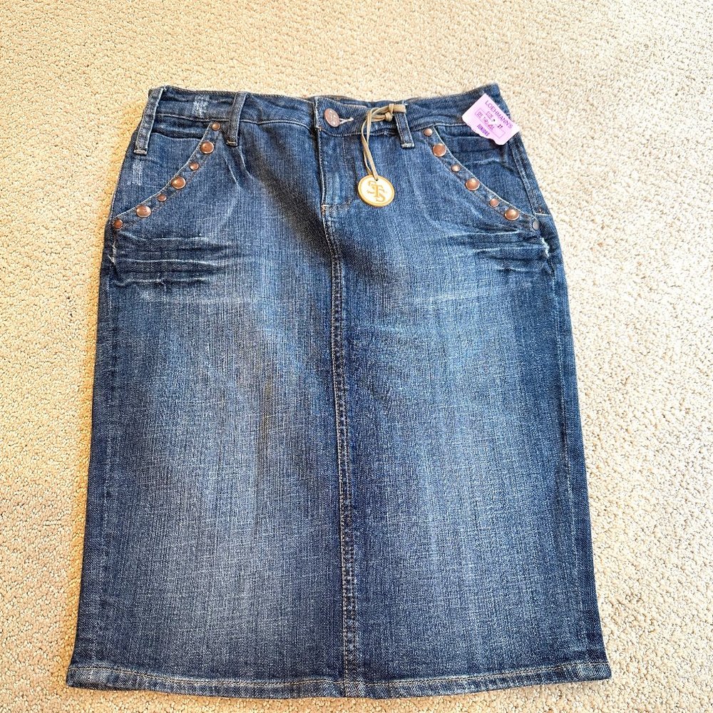 STS See Thru Soul Denim Skirt Mini Western Boho Embroidered Sz 27#TK4233POJK3